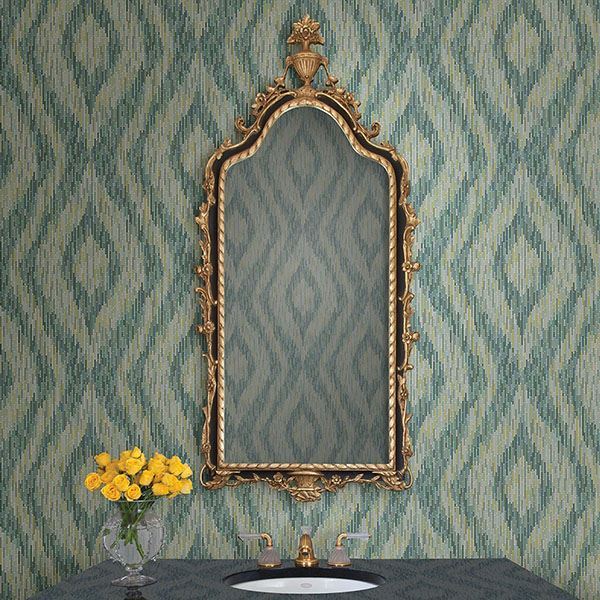 media image for Ethereal Ogee Wallpaper in Green from the Moonlight Collection by Brewster Home Fashions 238