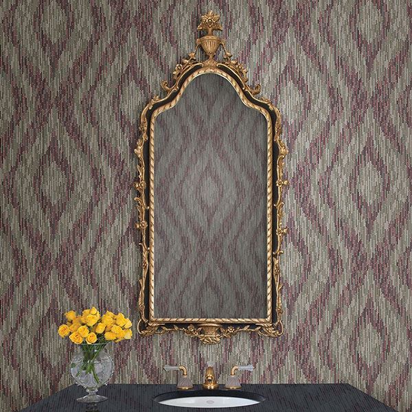 media image for Ethereal Ogee Wallpaper in Purple from the Moonlight Collection by Brewster Home Fashions 291