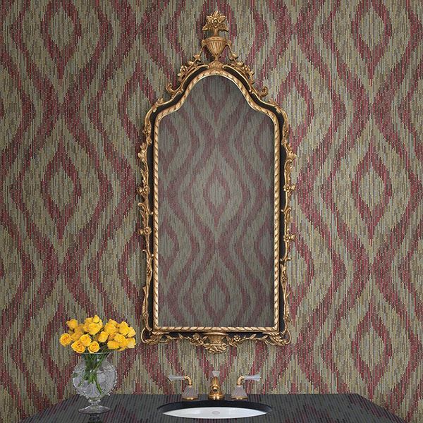 media image for Ethereal Ogee Wallpaper in Red from the Moonlight Collection by Brewster Home Fashions 283