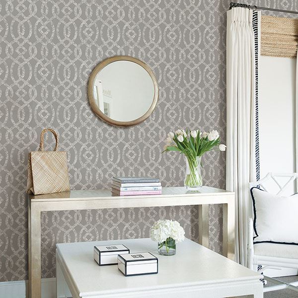 media image for Ethereal Trellis Wallpaper in Grey from the Celadon Collection by Brewster Home Fashions 268