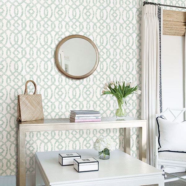 media image for Ethereal Trellis Wallpaper in Sea Green from the Celadon Collection by Brewster Home Fashions 21