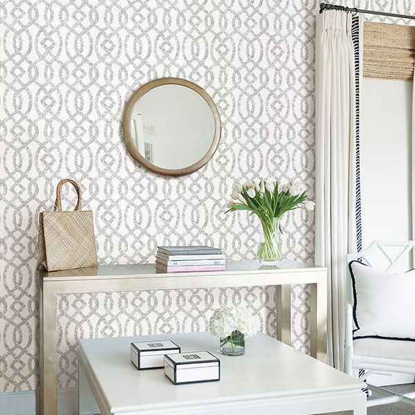 media image for Ethereal Trellis Wallpaper in Silver from the Celadon Collection by Brewster Home Fashions 258