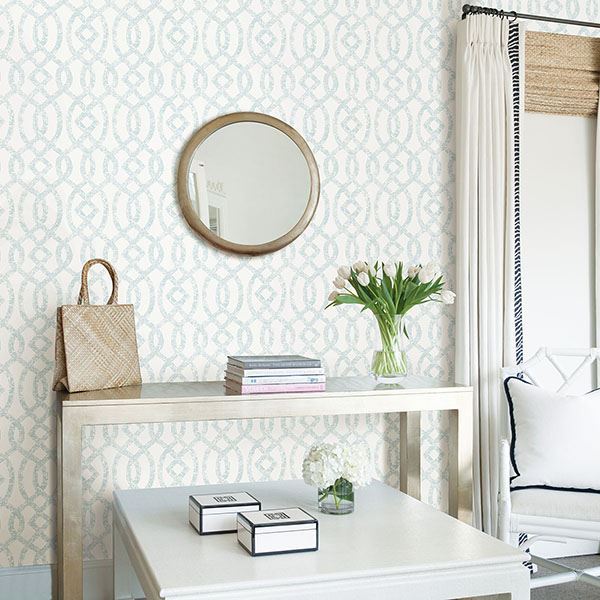media image for Ethereal Trellis Wallpaper in Sky Blue from the Celadon Collection by Brewster Home Fashions 234