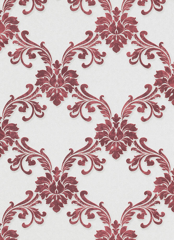 media image for sample etta ornamental scroll stripe wallpaper in red design by bd wall 1 296