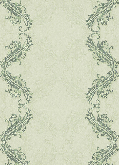 product image of sample etta ornamental scroll stripe wallpaper in green design by bd wall 1 522