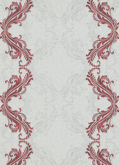 product image for Etta Ornamental Scroll Stripe Wallpaper in Red design by BD Wall 72