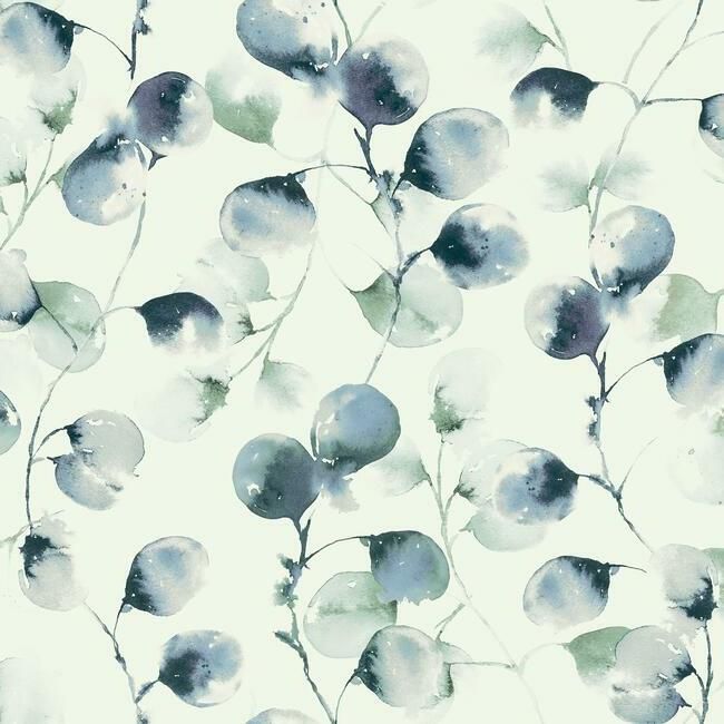 media image for Eucalyptus Trail Wallpaper in Blue by Antonina Vella for York Wallcoverings 277