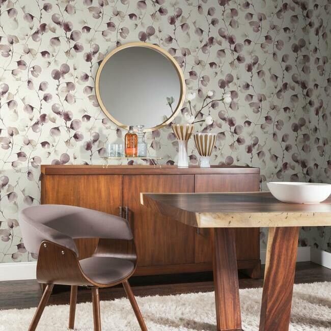 media image for Eucalyptus Trail Wallpaper in Mulberry by Antonina Vella for York Wallcoverings 24