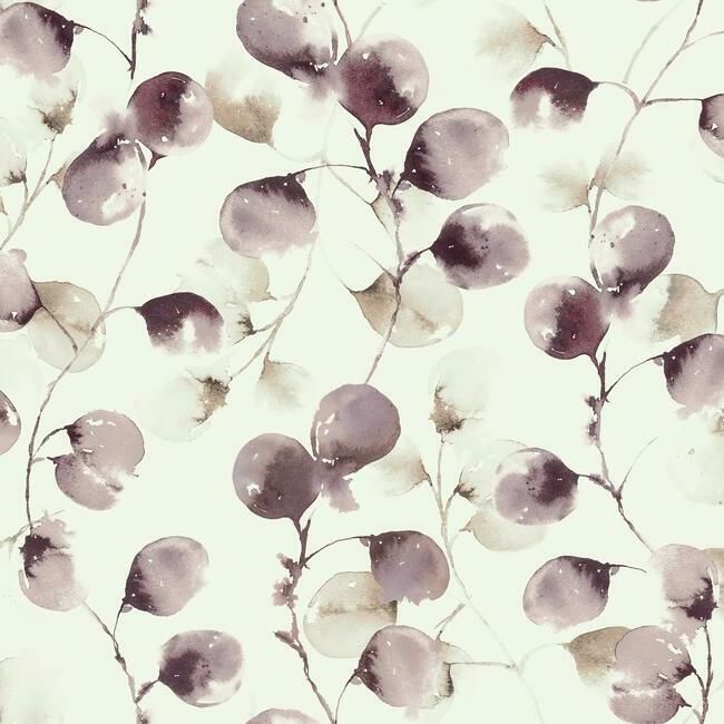 media image for Eucalyptus Trail Wallpaper in Mulberry by Antonina Vella for York Wallcoverings 250