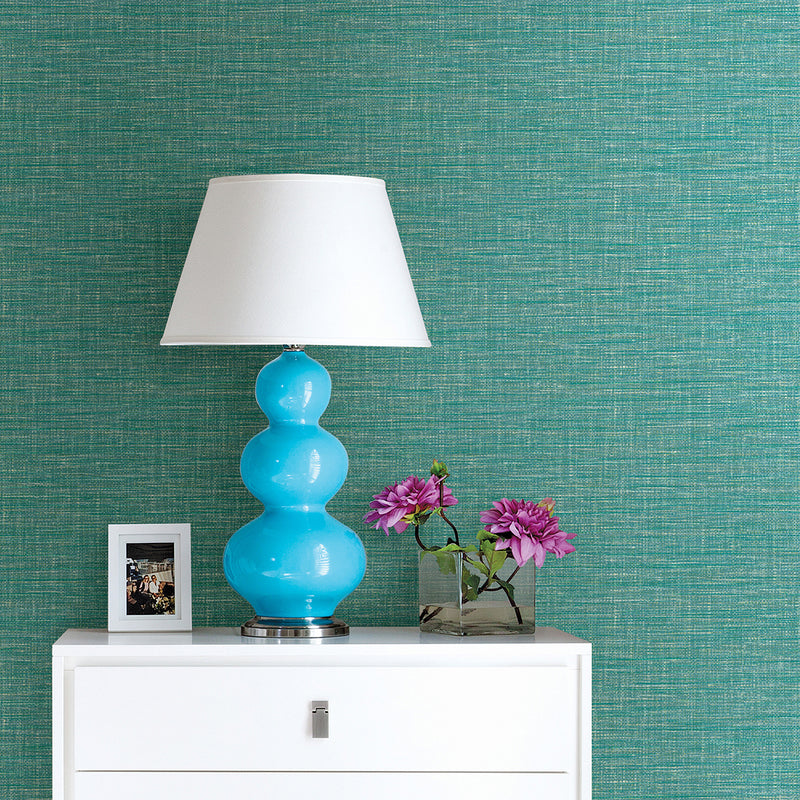 media image for Exhale Woven Texture Wallpaper in Turquoise from the Pacifica Collection by Brewster Home Fashions 281