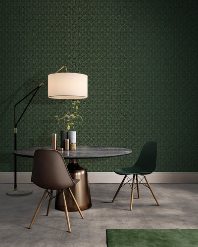 product image for Fan Geometric Wallpaper in Gold/Green 17