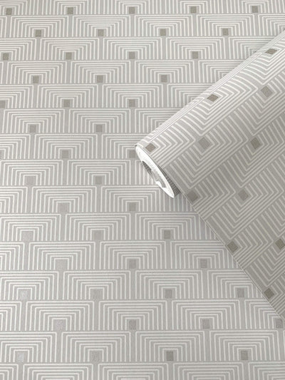 product image for Geo Key Wallpaper in Cream/Silver 20