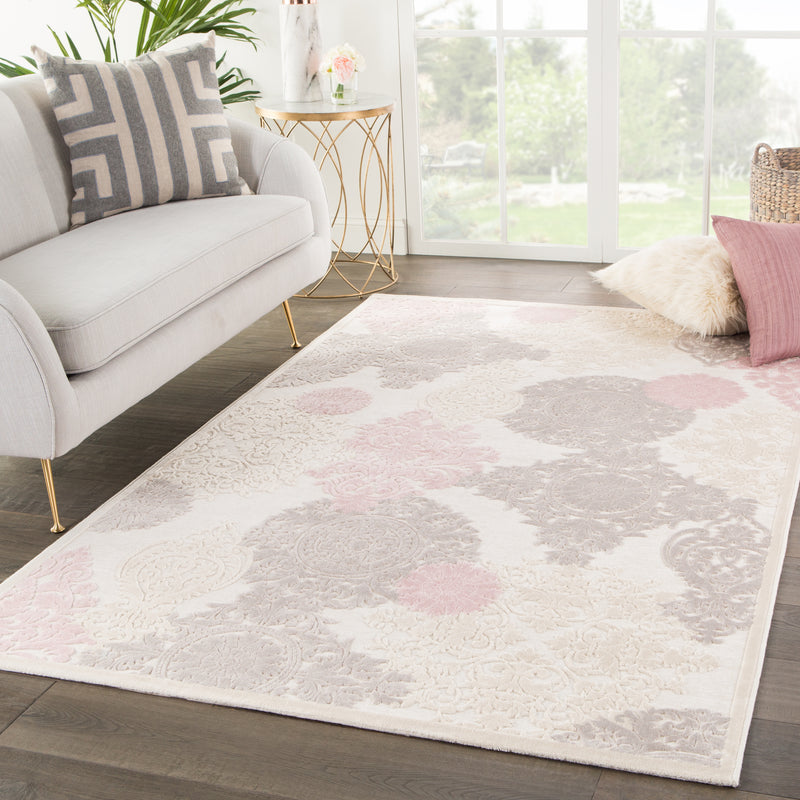 media image for wistful damask rug in whitecap gray silver pink design by jaipur 5 21