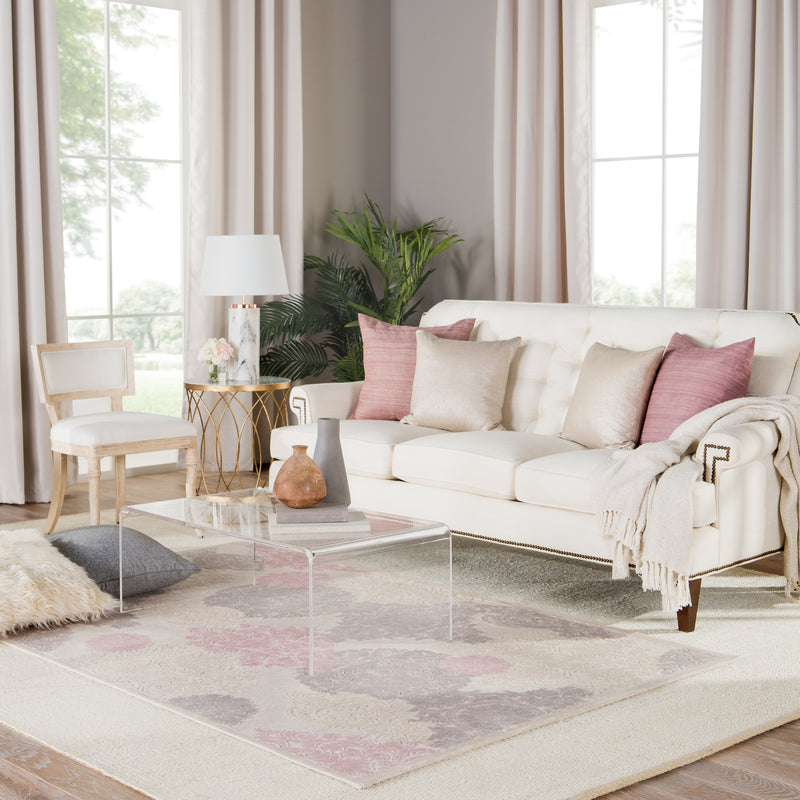 media image for wistful damask rug in whitecap gray silver pink design by jaipur 7 255
