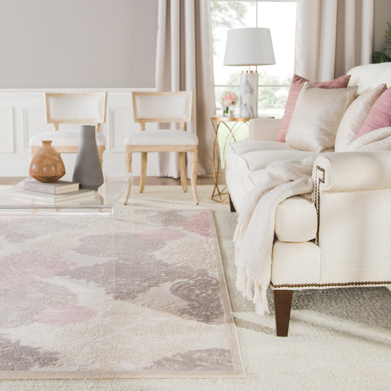 media image for wistful damask rug in whitecap gray silver pink design by jaipur 11 261