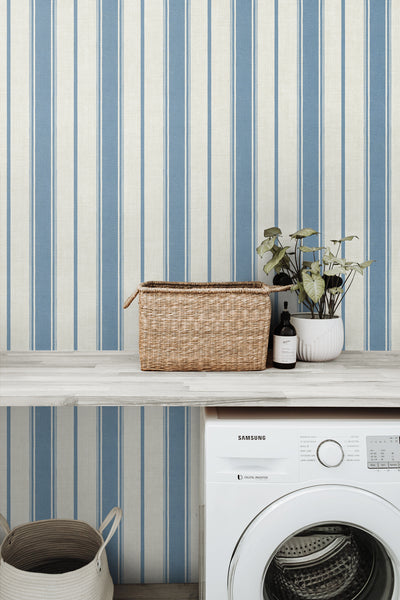 product image for Eliott Linen Stripe Wallpaper in Blue Bell 59