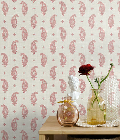 product image for Maia Paisley Wallpaper in Rustic Rouge 50