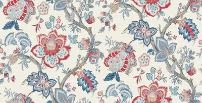 product image of Bernadette Linen Fabric in French Blue & Antique Ruby 573