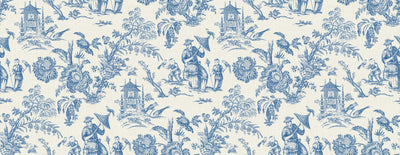 product image of Chinoiserie Linen Fabric in Denim Wash 578