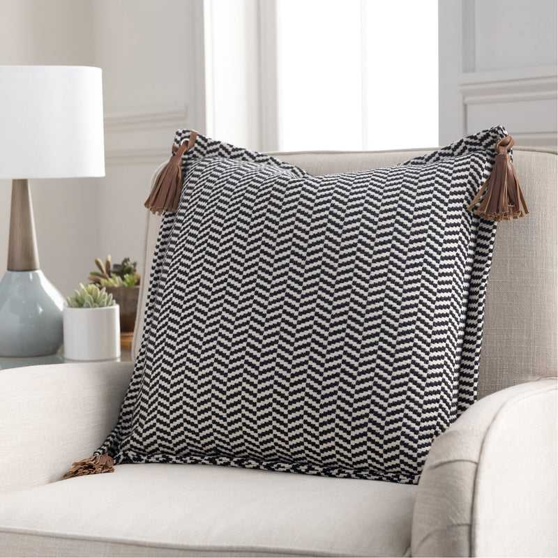 media image for Fiona II FNA-003 Woven Pillow in Black & Beige by Surya 270