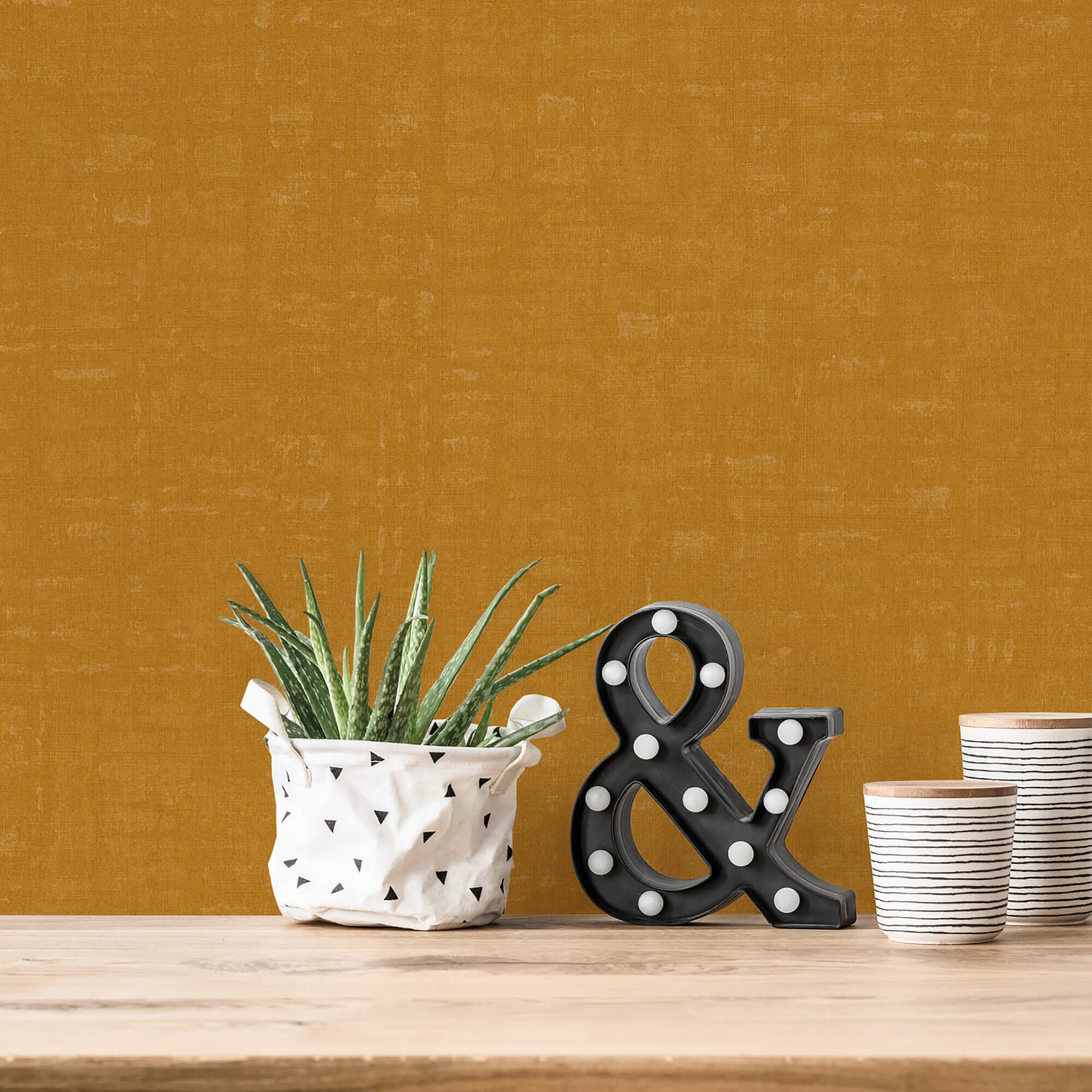 Shop Linen Effect Textured Wallpaper in Yellow Burke Decor