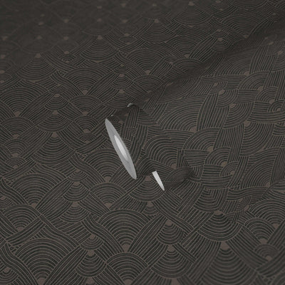 product image for Geo Swirl Motif Wallpaper in Brown/Black 19