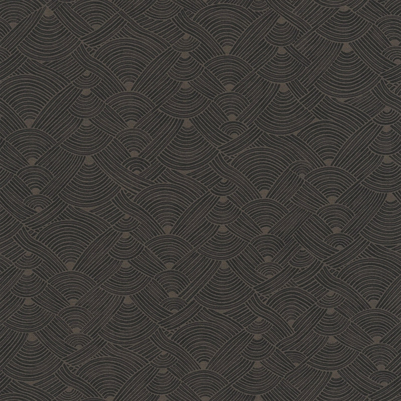 media image for Geo Swirl Motif Wallpaper in Brown/Black 223