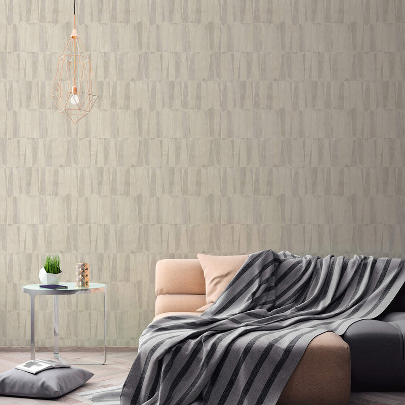 media image for Geo Point Wood Effect Motif Wallpaper in Cream/Grey/White 239