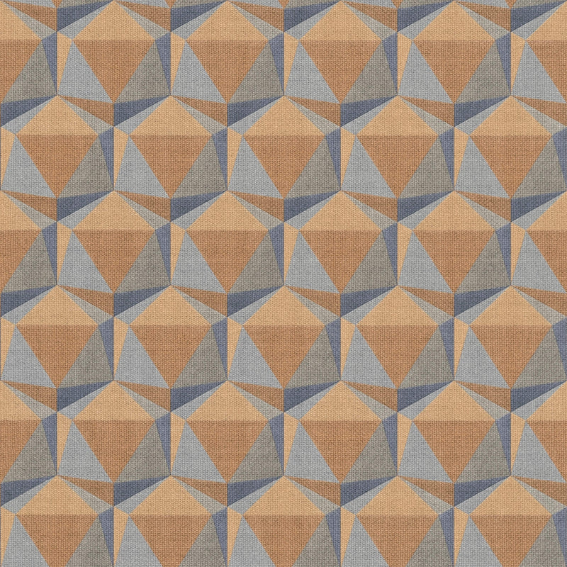 media image for Geometric Motif Wallpaper in Blue/Orange 210