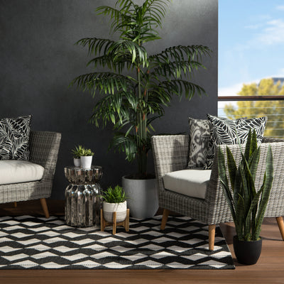product image for Zemira Indoor/ Outdoor Geometric Black/ Cream Rug by Jaipur Living 25