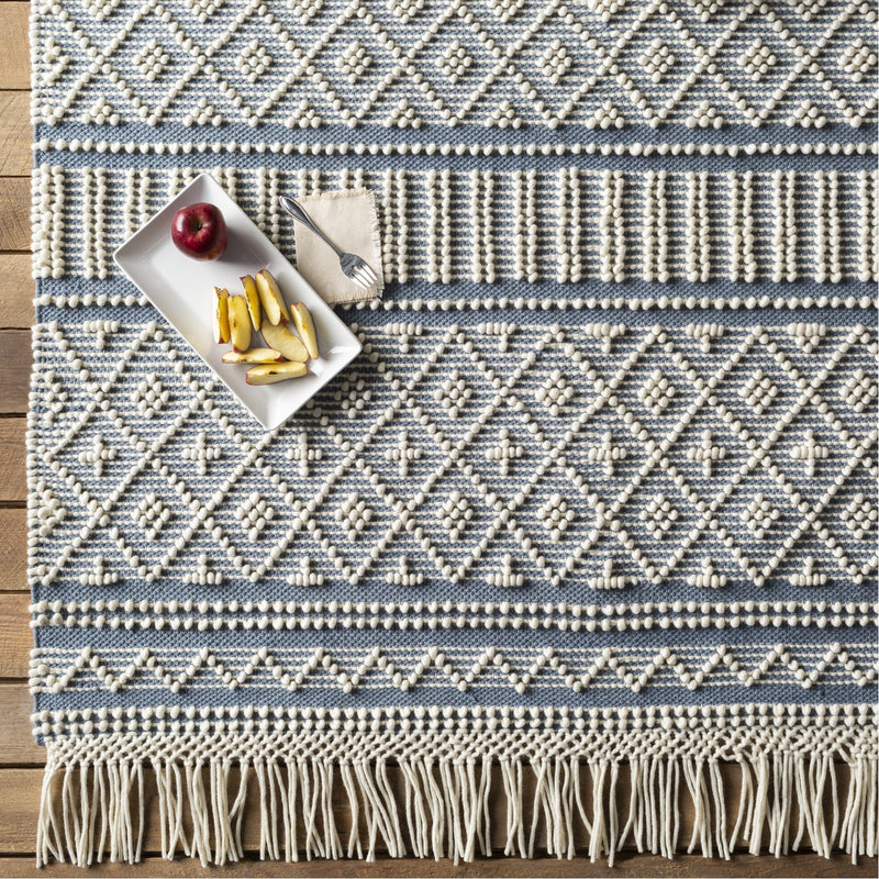 media image for Farmhouse Tassels FTS-2301 Hand Woven Rug in Denim & White by Surya 285