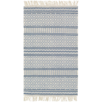 product image for Farmhouse Tassels FTS-2301 Hand Woven Rug in Denim & White by Surya 95