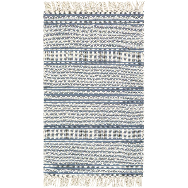 media image for Farmhouse Tassels FTS-2301 Hand Woven Rug in Denim & White by Surya 242
