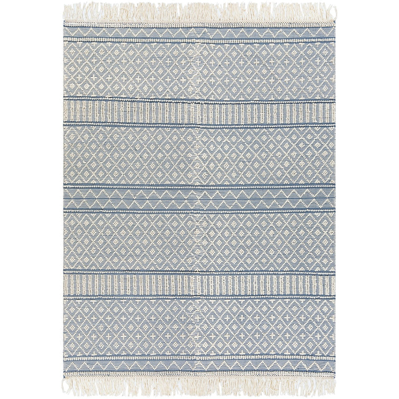 media image for Farmhouse Tassels FTS-2301 Hand Woven Rug in Denim & White by Surya 245