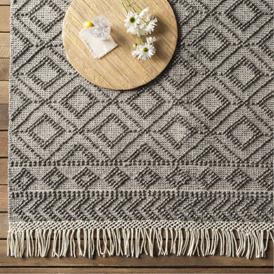 product image for Farmhouse Tassels FTS-2302 Hand Woven Rug in Black & White by Surya 1