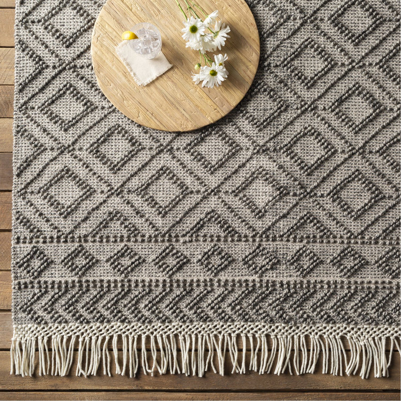 media image for Farmhouse Tassels FTS-2302 Hand Woven Rug in Black & White by Surya 264