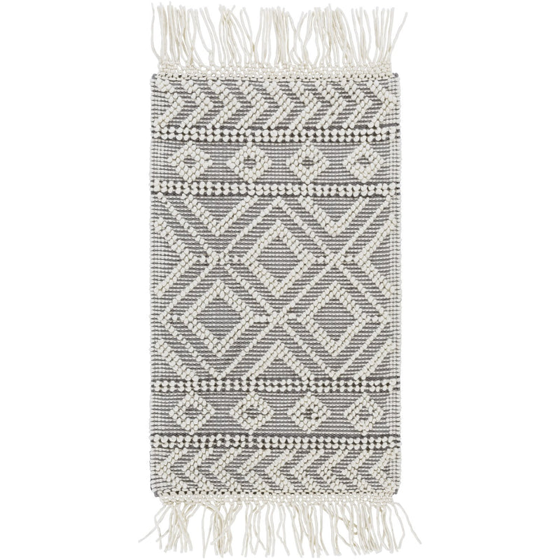 media image for Farmhouse Tassels FTS-2303 Hand Woven Rug in Medium Gray & White by Surya 244