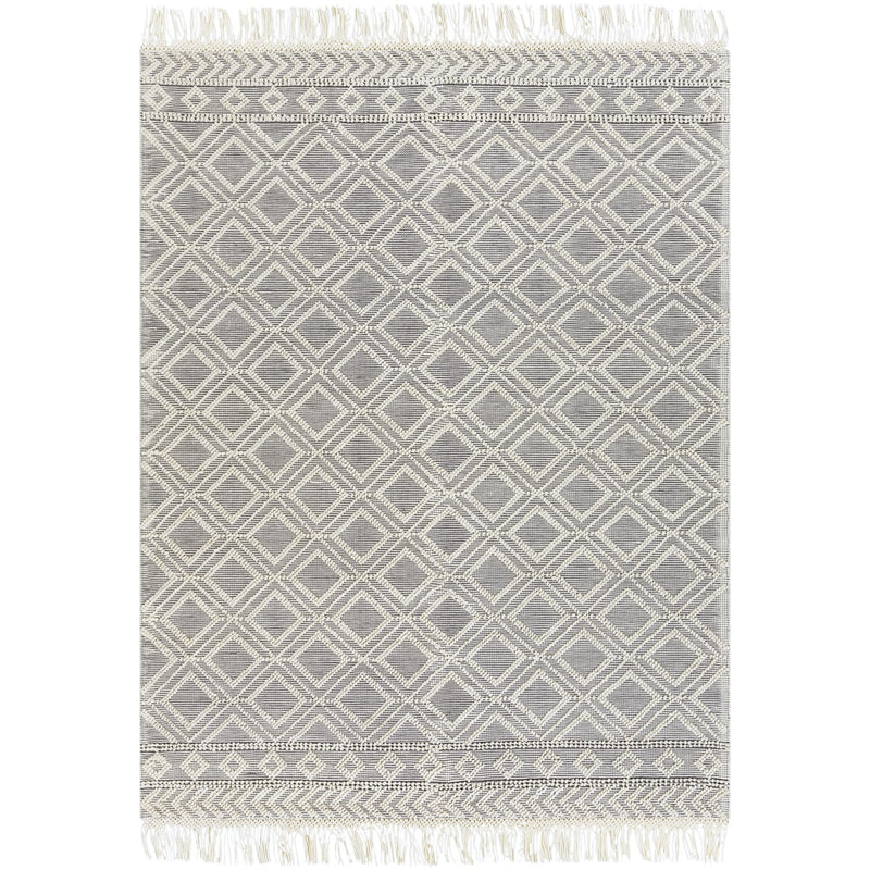 media image for Farmhouse Tassels FTS-2303 Hand Woven Rug in Medium Gray & White by Surya 287