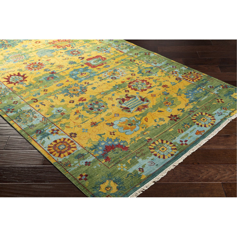 media image for Festival FVL-1005 Hand Knotted Rug in Bright Yellow & Grass Green by Surya 258