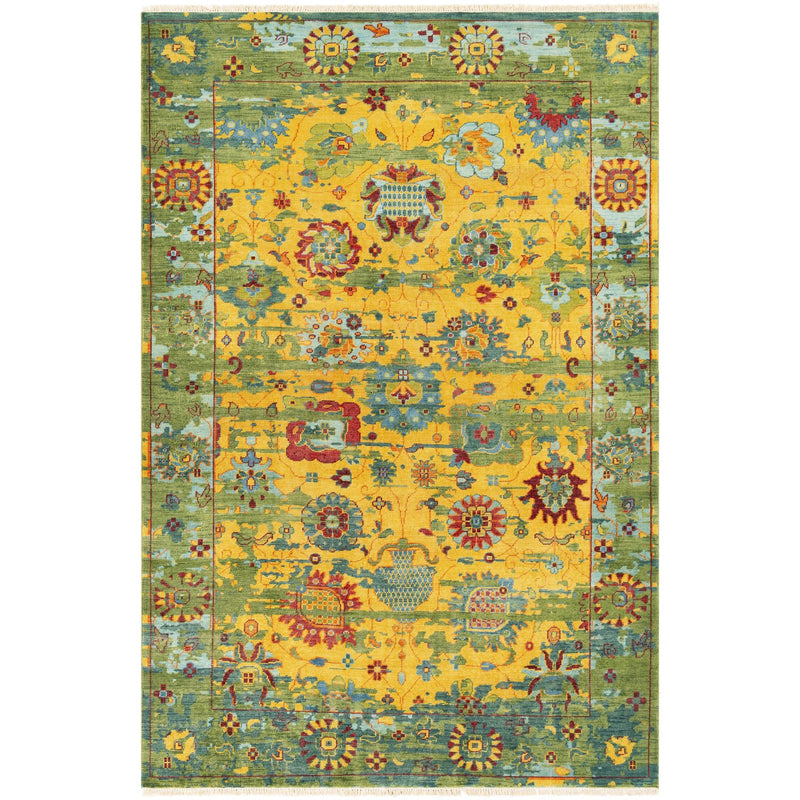 media image for Festival FVL-1005 Hand Knotted Rug in Bright Yellow & Grass Green by Surya 269