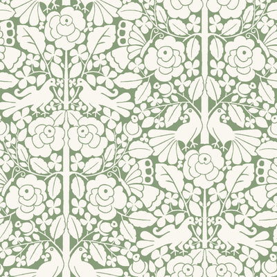 product image of sample fairy tales wallpaper in green from the magnolia home vol 3 collection by joanna gaines 1 581