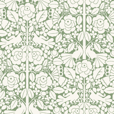product image of sample fairy tales wallpaper in green from the magnolia home vol 3 collection by joanna gaines 1 538