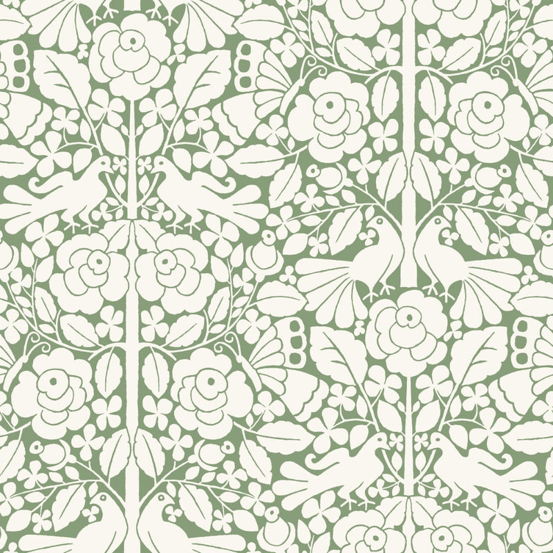 media image for sample fairy tales wallpaper in green from the magnolia home vol 3 collection by joanna gaines 1 246