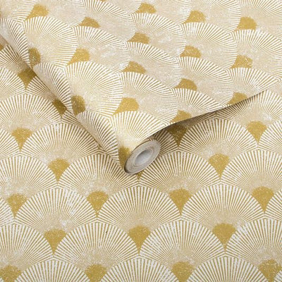 product image for Fan Wallpaper in Gold and Pearl from the Exclusives Collection by Graham & Brown 80