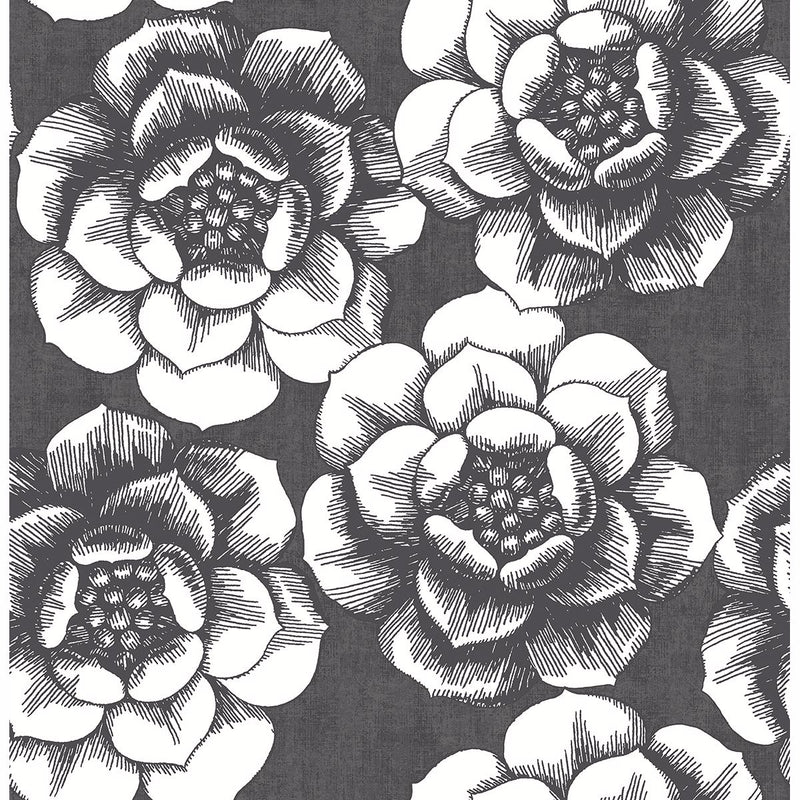 media image for Fanciful Floral Wallpaper in Black from the Moonlight Collection by Brewster Home Fashions 26