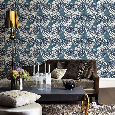 product image for Fanciful Floral Wallpaper in Blue from the Moonlight Collection by Brewster Home Fashions 0
