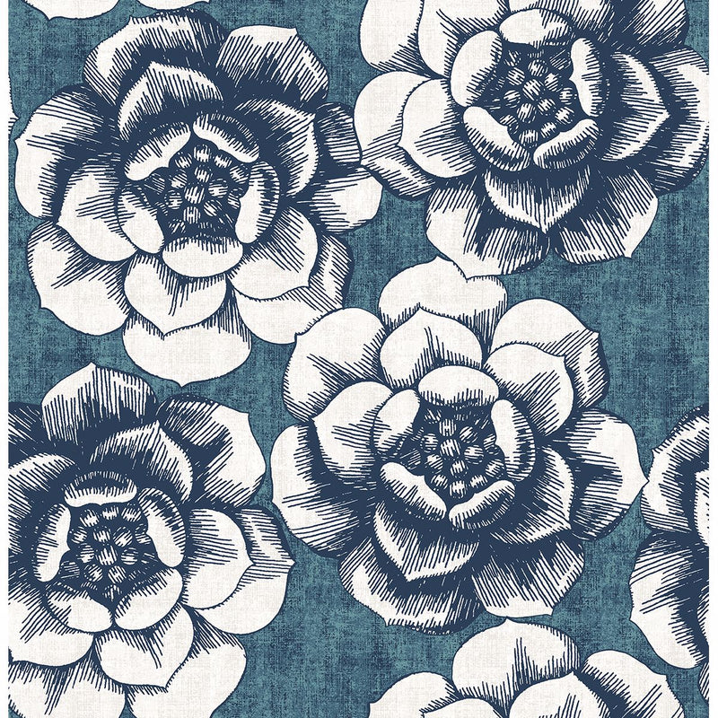 media image for Fanciful Floral Wallpaper in Blue from the Moonlight Collection by Brewster Home Fashions 253