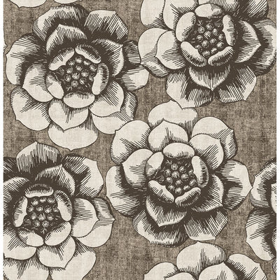 product image of sample fanciful floral wallpaper in brown from the moonlight collection by brewster home fashions 1 594