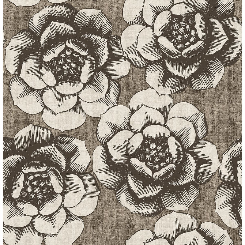 media image for Fanciful Floral Wallpaper in Brown from the Moonlight Collection by Brewster Home Fashions 249