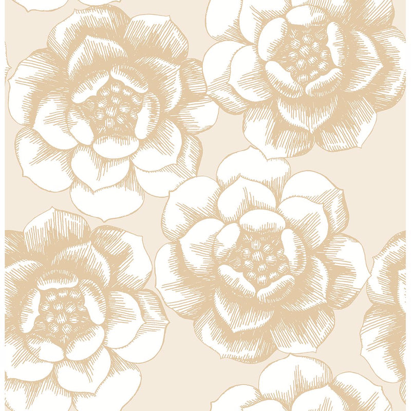 media image for Fanciful Floral Wallpaper in Gold from the Moonlight Collection by Brewster Home Fashions 223